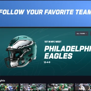 Interface showing live streaming of "Good Morning Football" and RedZone on NFL+ platform.