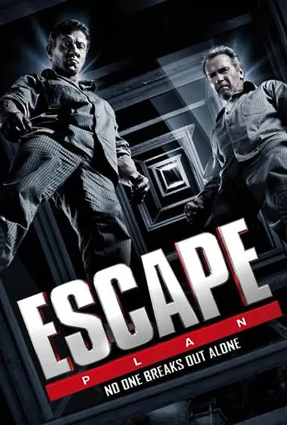 Escape Plan movie poster with two men in a prison setting, ideal for action movie streaming and online entertainment content.