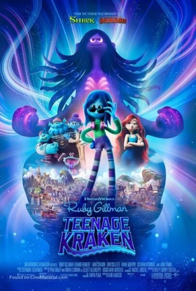 Ruby Gillman Teenage Kraken DreamWorks animated movie poster with colorful underwater characters, ideal for family movie streaming and kids entertainment.